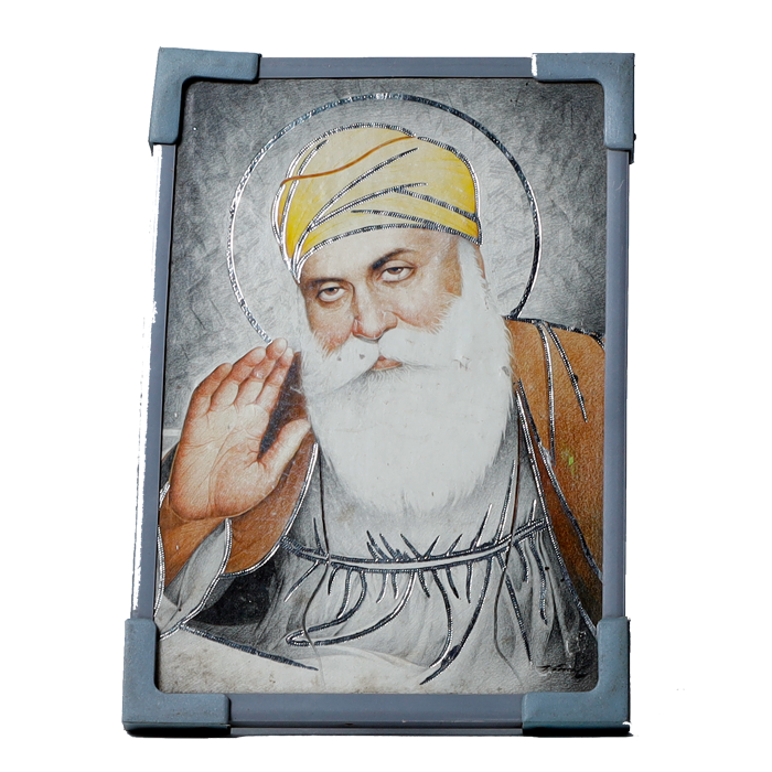 Guru Nanak Dev Ji Giving Blessing Photo Frame - 7 × 5 Inches | For Pooja Temple | Home Decor | Office Decoration | Mandir Decoration And Gifts