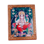 Lord Ganesha Is Sitting On Throne | Photo Frame - 8 x 6 Inches | For Pooja Temple | Home Decor | Office Decoration | Mandir Decoration And Gifts