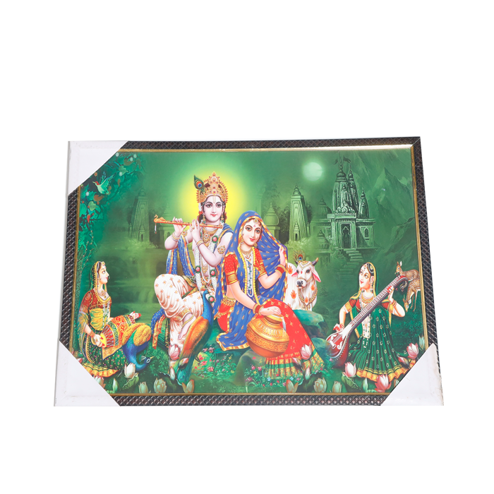 Goddess Radha And Lord Krishan Photo Frame - 25 × 19 Inches | For Pooja Temple | Home Decor And Gifts