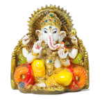 Lord Ganesha Is Sitting On The Throne | Marble Dust Murti Idol - 6 × 5 Inches | For Pooja Temple | Home Decor | Office Decoration | Mandir Decoration And Gifts