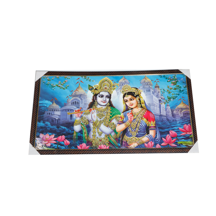 Goddess Radha And Lord Krishan Photo Frame - 21 × 39 Inches | For Pooja Temple | Home Decor And Gifts