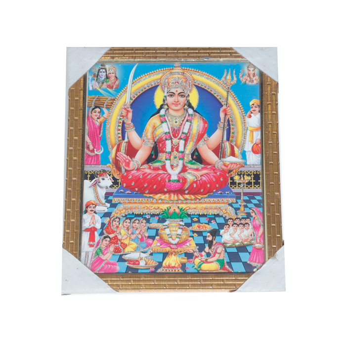 Goddess Santoshi Mata Hindu Photo Frame - 11 × 10 Inches | For Pooja Temple | Home Decor And Gifts