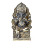 Lord Ganesha Is Sitting On The Throne Terracotta Clay Murti Idol - 10 × 5 Inches | For Pooja Temple | Home Decor | Office Decoration | Mandir Decoration And Gifts