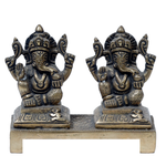 Brass Murti Lord Ganesha Is Sitting On The Stool - 3.5 × 4 Inches | For Pooja Temple | Home Decor | Office & Mandir Decoration And Gifts