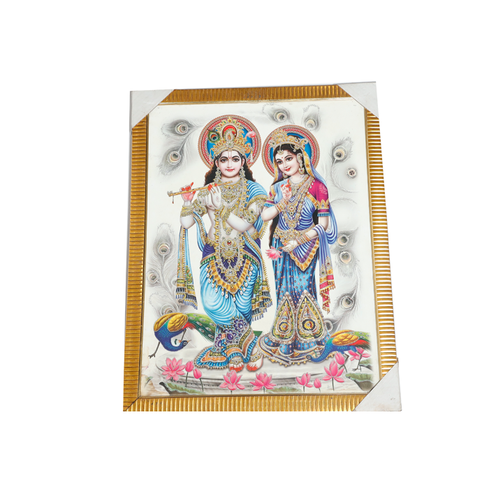 Goddess Radha And Lord Krishan Photo Frame - 26 × 20 Inches | For Pooja Temple | Home Decor And Gifts