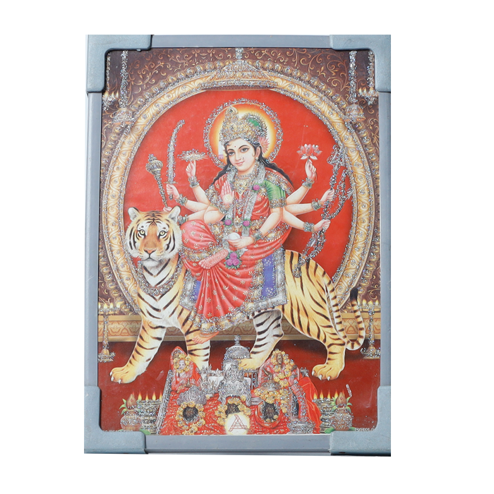 Goddess Durga Mata Is Sitting On The Lion | Photo Frame - 7 × 5 Inches | For Pooja Temple | Home Decor | Office Decoration | Mandir Decoration And Gifts