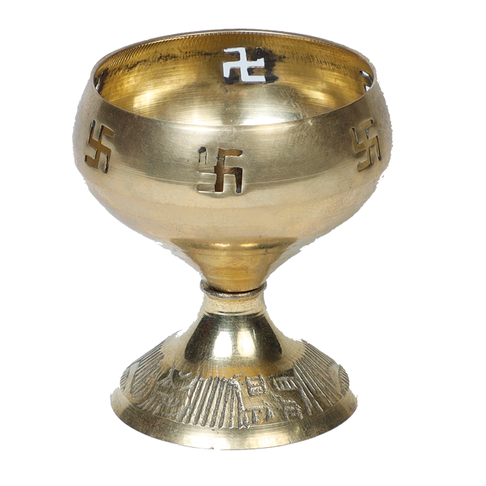 Swastik Symbol Decorative Brass Diya | Akhand Diya for Puja - 3.5 × 3 Inches | For Pooja Temple | Home Decor | Diwali Decoration And Gifts