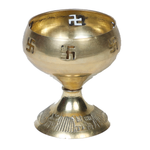 Swastik Symbol Decorative Brass Diya | Akhand Diya for Puja - 3.5 × 3 Inches | For Pooja Temple | Home Decor | Diwali Decoration And Gifts