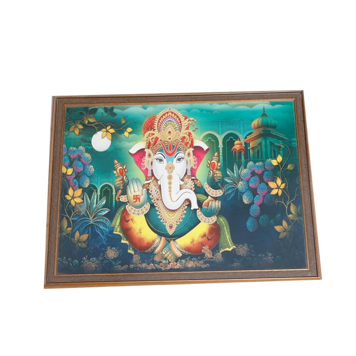 Lord Ganesha Photo Frame - 26 × 20 Inches | For Pooja Temple | Home Decor And Gifts