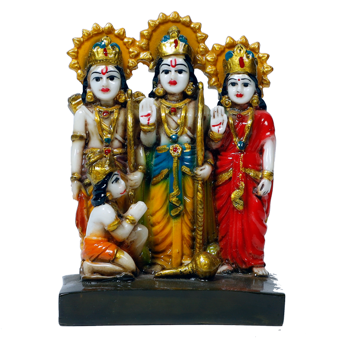 Lord Ram Darbar Marble Dust Murti Idol - 6 × 5Inches | For Pooja Temple | Home Decor | Office Decoration | Mandir Decoration And Gifts