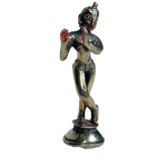 Brass Murti Lord Krishna Is Standing At The Stool- 4.5 × 2 Inches | For Pooja Temple | Home Decor | Office & Mandir Decoration And Gifts