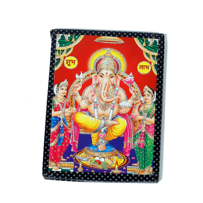 Lord Ganesha Is Sitting On Throne | Photo Frame - 7 x 5 Inches | For Pooja Temple | Home Decor | Office Decoration | Mandir Decoration And Gifts