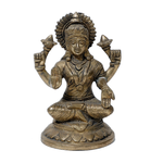 Brass Murti Goddess Lakshmi Ji Is Sitting On Lotus Flower - 4.5 × 3.5 Inches | For Pooja Temple | Home Decor | Office & Mandir Decoration And Gifts