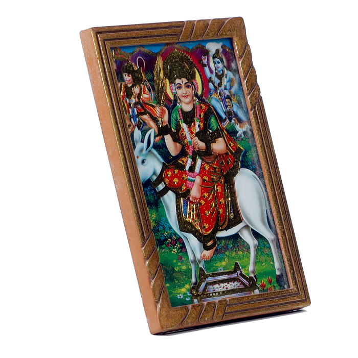 Goddess Sheetala Mata Is Sitting On Donkey Photo Frame - 5 × 3 Inches | For Pooja Temple | Home Decor | Office & Mandir Decoration And Gifts