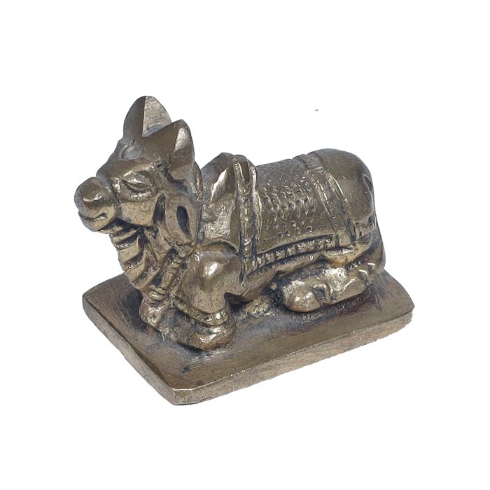 Brass Murti 2 No. Nandi - 1.5 × 2 Inches | For Pooja Temple | Home Decor | Office & Mandir Decoration | Vastu & Spiritual Decor, Ideal for Worship And Gifts