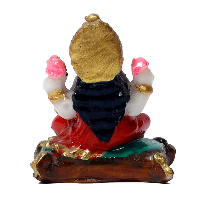 Goddess Lakshmi Mata Is Sitting On Throne | Marble Dust Murti Idol - 2 x 2 Inches | For Pooja Temple | Home Decor | Office Decoration | Mandir Decoration And Gifts