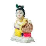 Lord Krishna Is Sitting On Throne | Marble Dust Murti Idol - 3 x 2 Inches | For Pooja Temple | Home Decor | Office Decoration | Mandir Decoration And Gifts
