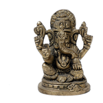 Brass Murti Lord Ganesha Is Sitting On Throne - 4.5 × 2.5 Inches | For Pooja Temple | Home Decor | Office & Mandir Decoration And Gifts