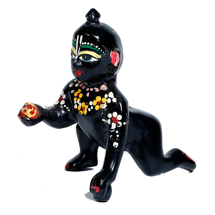 Brass Black Murti 2 No. Laddu Gopal | Laddu Gopal For Janmashtami Special - 3 × 2 Inches | For Pooja Temple | Home Decor | Office & Mandir Decoration And Gifts