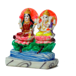 Goddess Lakshmi Mata & Lord Ganesha Marble Dust Murti Idol - 5 x 5 Inches | For Pooja Temple | Home Decor | Office Decoration | Mandir Decoration And Gifts