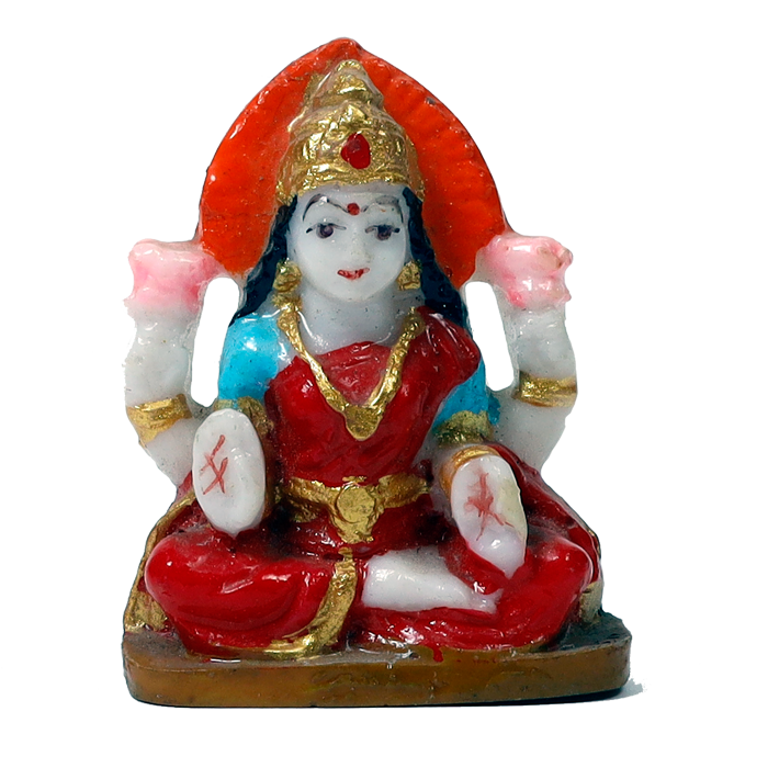 Goddess Lakshmi Mata Is Sitting On Throne | Marble Dust Murti Idol - 3 x 2 Inches | For Pooja Temple | Home Decor | Office Decoration | Mandir Decoration And Gifts