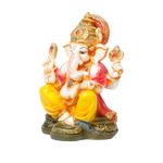 Lord Ganesha Is Sitting On The Throne | Marble Dust Murti Idol - 6 × 4 Inches | For Pooja Temple | Home Decor | Office Decoration | Mandir Decoration And Gifts