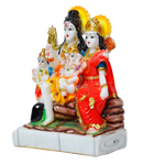 Lord Shiva Family Sitting on The Throne Marble Dust Murti Idol | God Shiva, Parvati, Ganesh And Kartikeya - 9 × 7 Inches | For Pooja Temple | Home Decor | Office Decoration | Mandir Decoration And Gifts