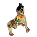 Brass Murti Laddu Gopal Shringar | Laddu Gopal For Janmashtami Special - 6 × 4 Inches | For Pooja Temple | Home Decor | Office & Mandir Decoration And Gifts