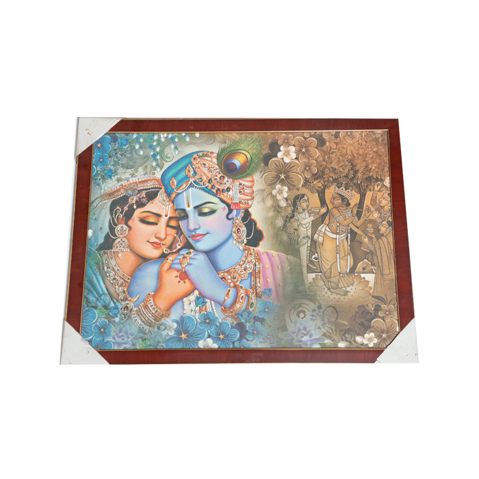 Goddess Radha And Lord Krishan Photo Frame - 26 × 20 Inches | For Pooja Temple | Home Decor And Gifts