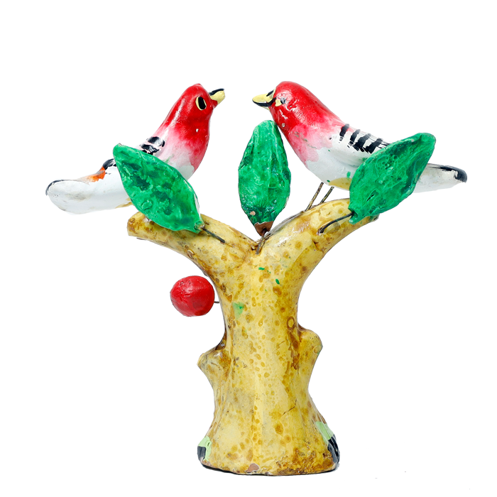 Pair Of Birds Sitting On A Tree Terracotta Clay Murti Idol - 6 × 6 Inches | Home Decor | Office Decoration | Mandir Decoration And Gifts