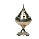 Swastik Symbol Decorative Brass Diya With Cover| Akhand Diya for Puja - 6 × 3 Inches | For Pooja Temple | Home Decor | Diwali Decoration And Gifts