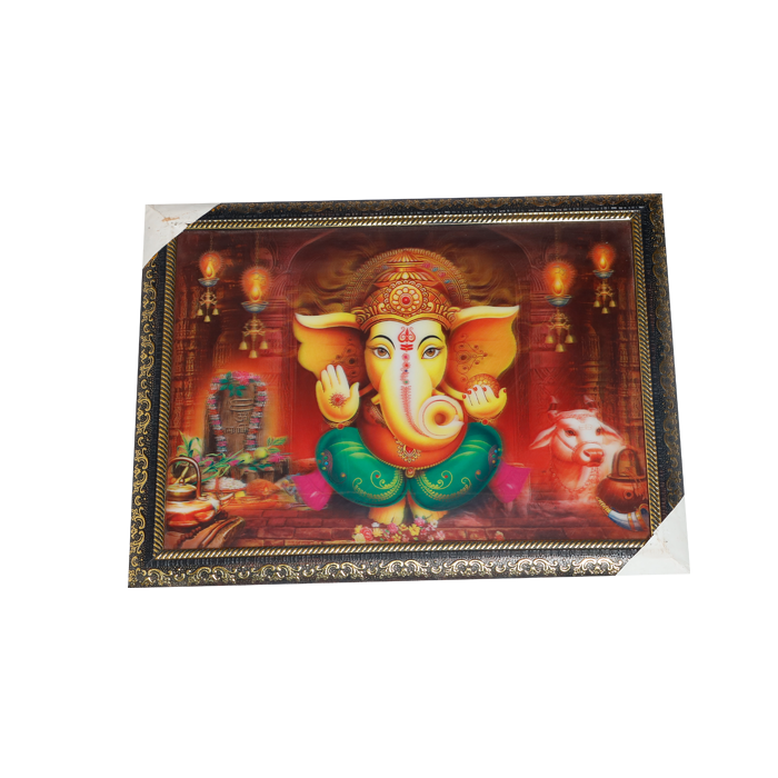 Lord Ganesha 3D Photo Frame - 14 × 17 Inches | For Pooja Temple | Home Decor And Gifts