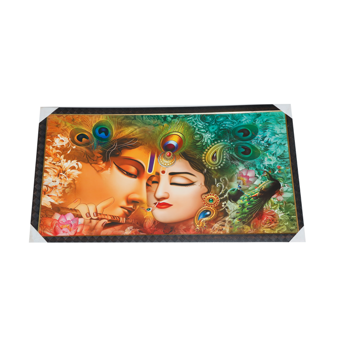 Goddess Radha And Lord Krishan Photo Frame - 21 × 39 Inches | For Pooja Temple | Home Decor And Gifts