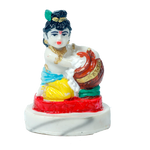 Lord Bal Gopal Krishna, Makhan Chor Kanhiya Marble Dust Murti Idol - 3 x 2 Inches | For Pooja | Home Decor | Office Decoration | Mandir Decoration And Gifts