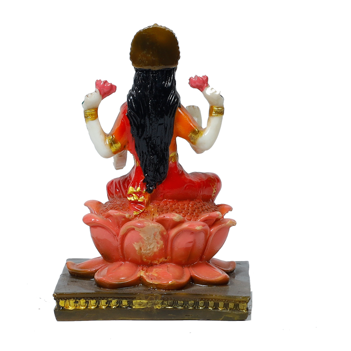 Goddess Lakshmi Is Sitting On The Throne Marble Dust Murti Idol -6 × 4 Inches | For Pooja Temple | Home Decor | Office Decoration | Mandir Decoration And Gifts