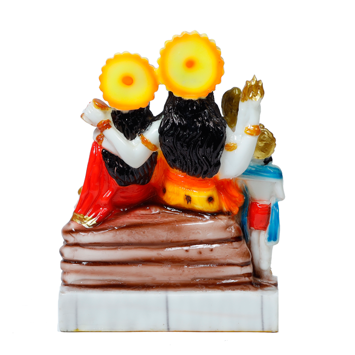 Lord Shiva Family Sitting on The Throne Marble Dust Murti Idol | God Shiva, Parvati, Ganesh And Kartikeya - 9 × 7 Inches | For Pooja Temple | Home Decor | Office Decoration | Mandir Decoration And Gifts