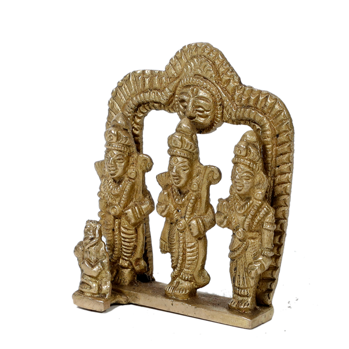 Brass Murti Lord Ram Darbar - 2.5 × 2.5 Inches | For Pooja Temple | Home Decor | Office & Mandir Decoration And Gifts