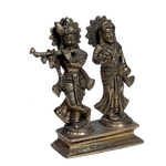 Brass Murti Goddess Radha And Lord Krishana - 6 × 5.5 Inches | For Pooja Temple | Home Decor | Office & Mandir Decoration And Gifts