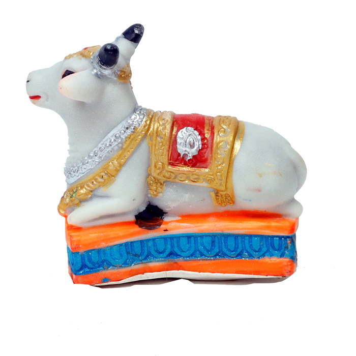 Nandi Is Sitting On The Throne | Pooja Mandir Murti Idol - 3 × 3 Inches | For Pooja Temple | Home Decor | Office Decoration | Mandir Decoration And Gifts