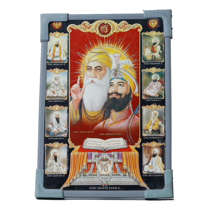 Sikh Guru And Guru Nanak Dev Ji With 10 Gurus Religious Photo Frame - 7 × 5 Inches | For Pooja Temple | Home Decor | Office Decoration | Mandir Decoration And Gifts