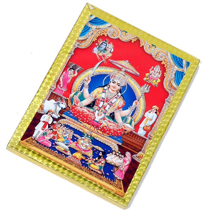 Goddess Santoshi Mata Photo Frame - 7 x 5 Inches | For Pooja Temple | Home Decor | Office Decoration | Mandir Decoration And Gifts