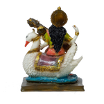 Goddess Saraswati Mata Is Sitting on A Swan Marble Dust Murti Idol - 7 × 6 Inches | For Pooja Temple | Home Decor | Office Decoration | Mandir Decoration And Gifts