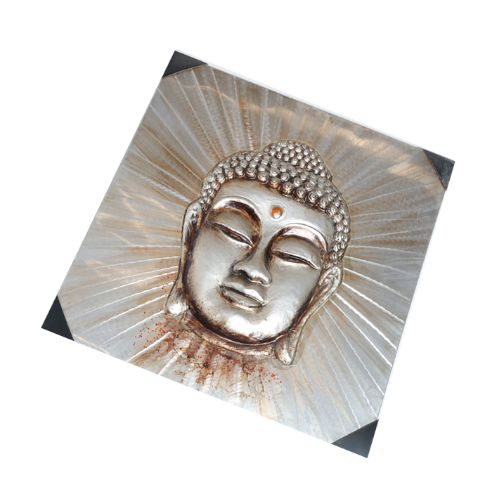 Lord Gautam Buddha Handmade Wall Painting Photo Frame - 32 × 31 Inches | For Pooja Temple | Home Decor And Gifts