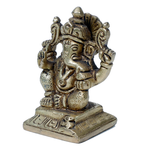 Brass Murti Lord Ganesha Is Sitting On Stool - 3.5 × 3.2 Inches| For Pooja Temple | Home Decor | Office & Mandir Decoration And Gifts