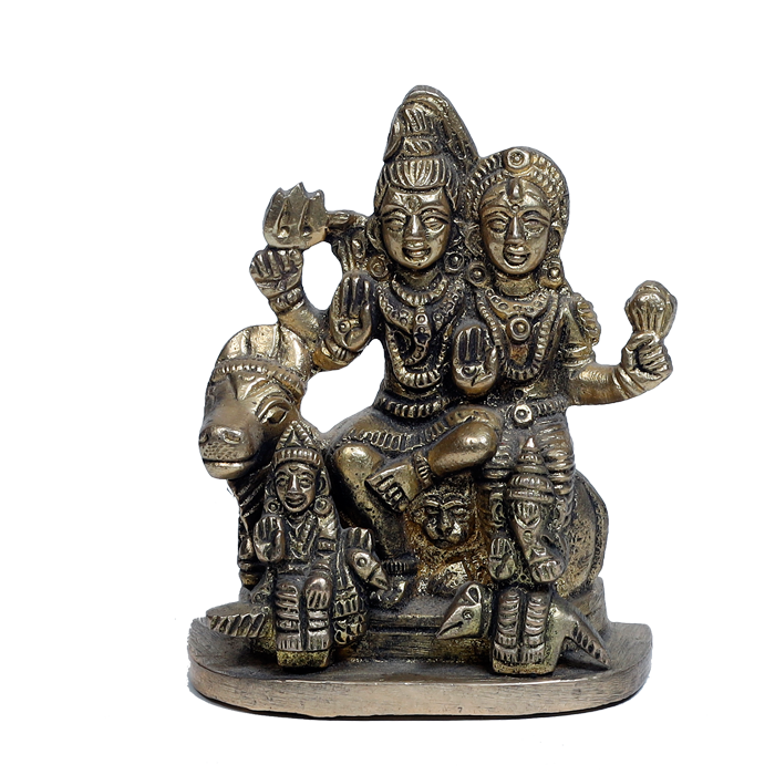 Brass Murti Lord Shiva Family | God Shiva, Parvati, Ganesh And Kartikeya Murti - 3 × 3 Inches | 2 × 2 Inches | For Pooja Temple | Home Decor | Office & Mandir Decoration And Gifts