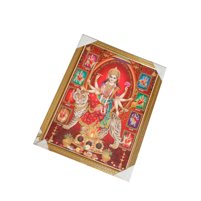 Goddess Durga Mata Is Sitting On The Lion Photo Frame - 26 × 20 Inches | For Pooja Temple | Home Decor And Gifts