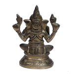 Brass Murti Lord Ganesha Is Sitting On Throne - 6.5 × 4 Inches | For Pooja Temple | Home Decor | Office & Mandir Decoration And Gifts