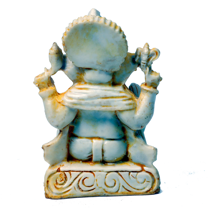 Lord Ganesha Is Sitting On Throne | Marble Dust Murti Idol - 5 × 3 Inches | For Pooja Temple | Home Decor | Office Decoration | Mandir Decoration And Gifts