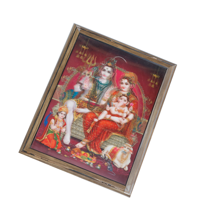 Lord Shiva Family Photo Frame - 17 × 13 Inches | For Pooja Temple | Home Decor And Gifts