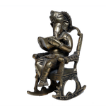Brass Murti Lord Ganesha Is Sitting On Rocking Chair - 8 × 3 Inches | For Pooja Temple | Home Decor | Office & Mandir Decoration And Gifts